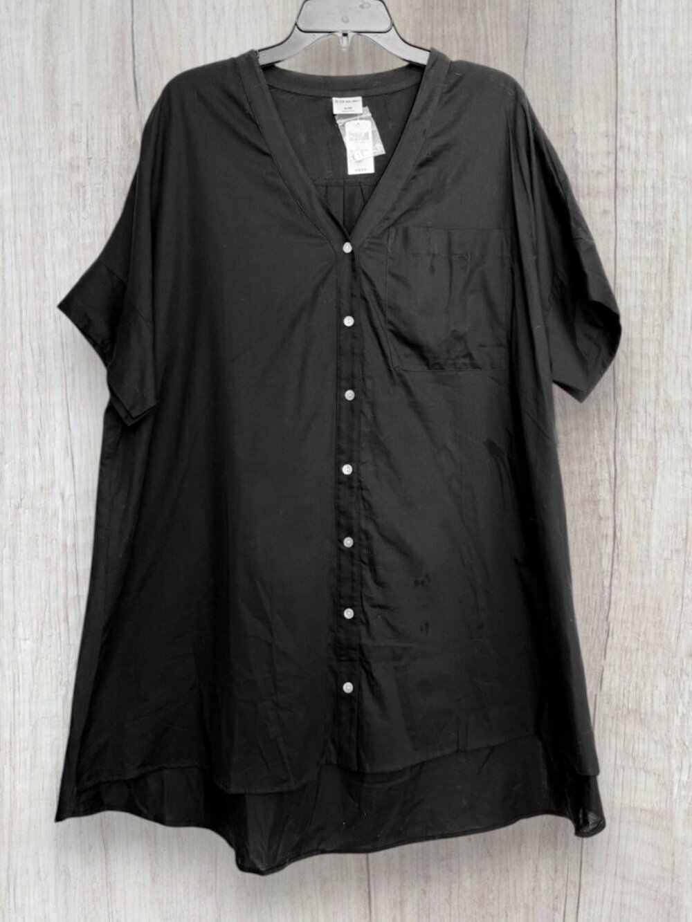 Soma NWT Cotton Swim Cover Up Black Button Front Oversized Tunic Dress S/M